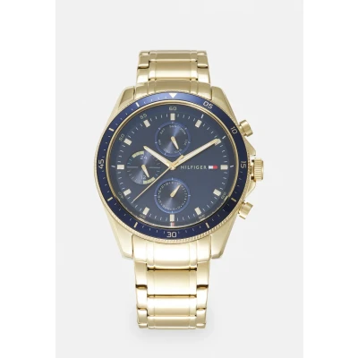 Abbildung von Tommy Hilfiger Parker Uhr goldcoloured/blue, Herren, Größe: One Size, Gold coloured/blue