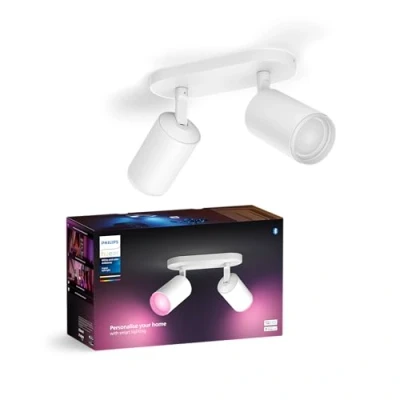 Abbildung von Philips Hue White &amp; Color Ambiance Fugato Spot 2 flg. weiß 2x350lm, dimmbar, 16 Mio. Farben, steuerbar via App, kompatibel mit Amazon Alexa (Echo, Echo Dot)