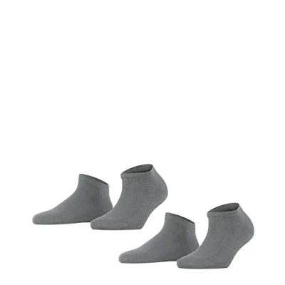 Abbildung von FALKE Damen Sneakersocken Happy 2 Pack W SN Baumwolle kurz einfarbig Paar, Grau (Light Grey Melange 3390), 35 38