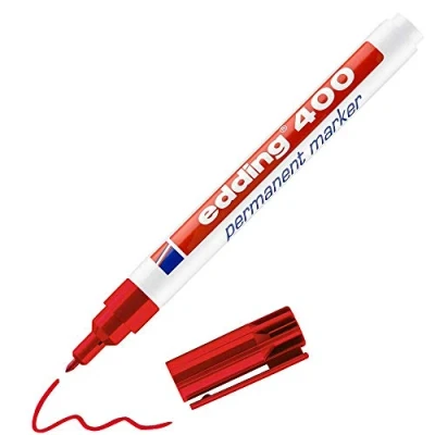 Abbildung von edding 400 Permanentmarker rot 10 Stifte feine Rundspitze 1 mm wasserfest, schnell trocknend wischfest für Karton, Kunststoff, Holz, Metall, Glas