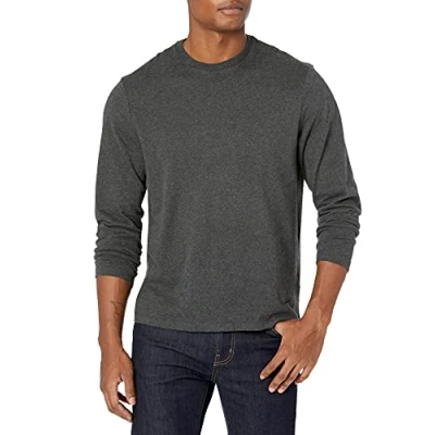 Abbildung von Amazon Essentials Herren Langärmeliges T Shirt, Normale Passform, Dunkelgrau Meliert, S