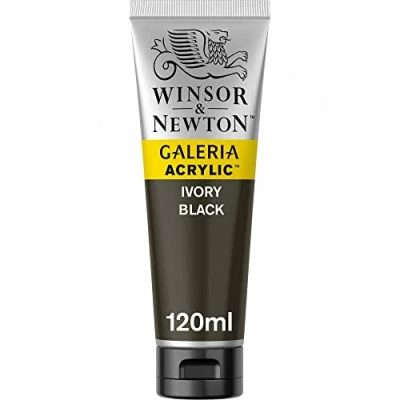 Abbildung von Winsor &amp; Newton 2131331 Galeria Acrylfarbe, hohe Pigmentierung, lichtecht, buttrige Konsistenz, 120ml Tube, elfenbeinschwarz