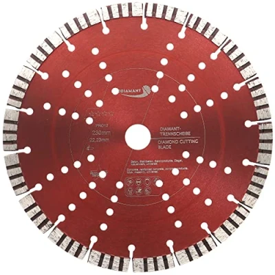 Abbildung von PRODIAMANT Turbo Diamant Trennscheibe 230mm x 22,23 mm Segmenthöhe 12mm für Beton Naturstein Ziegel