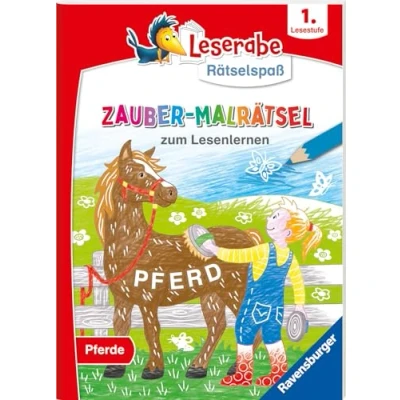 Abbildung von Ravensburger Leserabe Zauber Malrätsel zum Lesenlernen: Pferde (1. Lesestufe), Zauberpapier Malbuch, Rätsel, Lesen lernen Vorschule, Rätselbuch ab 6 Jahre