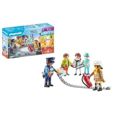 Abbildung von PLAYMOBIL My Figures 71400 Rescue, City Action, 5 Spielfiguren mit über 1000 Kombinationsmöglichkeiten, Zubehör wie Feuerlöscher, Erste Hilfekoffer und Pistole, Spielzeug für Kinder ab Jahren