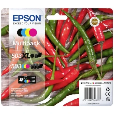 Abbildung von Epson Original 503 Tinte Chili Multipack 4 farbig schwarz XL, CMY Standard, XP 5200 5205 WF 2960DWF 2965DWF, ReadyPrint Flex Tintentarife