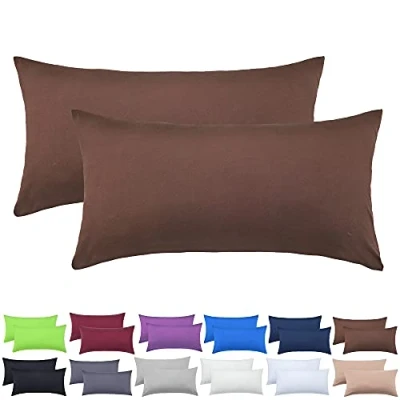 Abbildung von NatureMark 2er Pack Jersey Kissenbezug Kissenhülle Kissenbezüge Seitenschläferkissen Nackenkissen viele Größen und Farben ÖKO TEX (40 x 60 cm (Nackenkissen geeignet), Schoko braun)