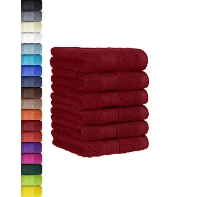 Abbildung von BaSaTex 6er Pack Handtuch Set für Gäste Handtücher mit Aufhängeschlaufe aus weicher Baumwolle in 30x50 cm Gästetücher die Händereinigung Öko Tex Standard 100 Zertifiziert Bordeaux