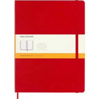 Abbildung von Moleskine Klassisches Notizbuch, Liniertes Hardcover und Elastischer Verschluss, Größe XL 19 x 25 cm, Farbe Scharlachrot, 192 Seiten