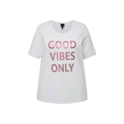 Abbildung von Ulla Popken Damen cool Vibes only T Shirt, Schneeweiß, 50 52