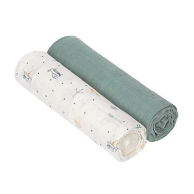 Abbildung von LÄSSIG Baby Puckdecke Spuckdecke Pucktuch Mulltuch 2er Set Baumwolle 120 x cm/ Heavenly soft Swaddle XL Garden Explorer Tractor