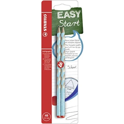 Abbildung von STABILO Schmaler Dreikant Bleistift für Rechtshänder EASYgraph S in blau 2er Pack Härtegrad HB