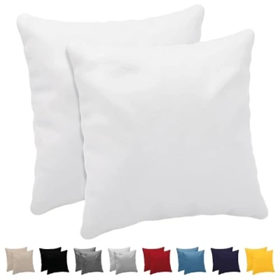 Abbildung von Kissenbezug 40x40 (Set mit 2) 100% Jersey Baumwolle 150 g/qm Kissenbezüge Weiß Für Kissen 40 x cm Kissenhülle Resistent und Hypoallergen Dreamzie