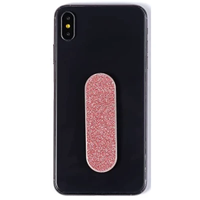 Abbildung von MOMOSTiCK Das Original! Smartphone Fingerhalter Handy Fingerhalterung Halter Ständer Griff Halterung Ring für iPhone Samsung Huawei (Pearl Serie Rosegold PU)