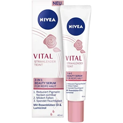 Abbildung von NIVEA Vital Strahlender Teint 3 in 1 Beauty Serum für reife Haut (40 ml), intensive Feuchtigkeitspflege sichtbar reduzierte Pigmentflecken, mit straffendem Effekt