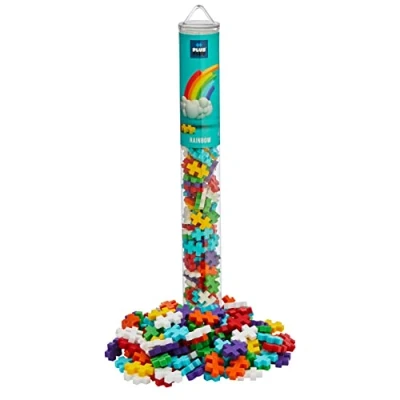 Abbildung von Plus 9604265 Geniales Konstruktionsspielzeug, Regenbogen, Kreativ Bausteine Tube, 100 Teile, Mehrfarbig, Mini, PP4265