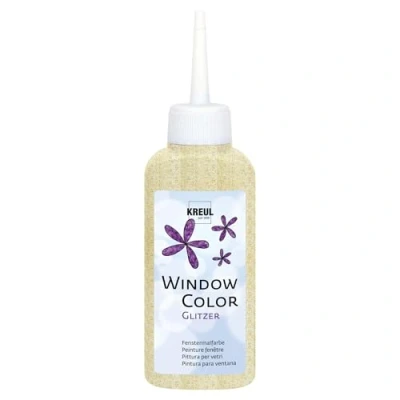 Abbildung von KREUL 42727 Window Color glitzer gold 80 ml, glitzernde Fenstermalfarbe auf Wasserbasis, für glatte Oberflächen wie Glas, Spiegel und Fliesen