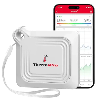 Abbildung von ThermoPro hygrometer Thermometer Bluetooth 80M Luftfeuchtigkeitsmessgerät Raumthermometer Innen mit APP Datenexport &amp; Speichern Thermo Digital für Innenraum Büro Weinkeller Gewächshaus