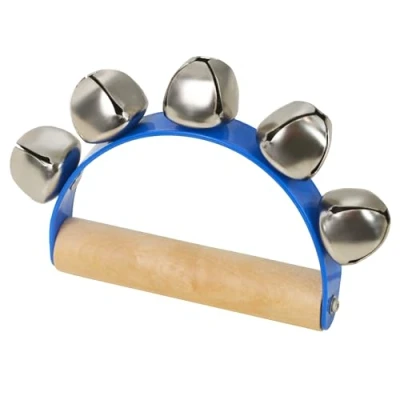 Abbildung von A Star 5 Bell Jingle Shaking Sleigh Handbell mit Holzgriff Blau