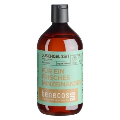 Abbildung von benecosBIO Duschgel 2in1 BIO Minze Haut &amp; Haar FÜR EIN FRISCHES MINZEINANDER vegan recyceltes Plastik