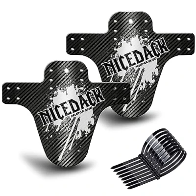 Abbildung von NICEDACK MTB Schutzbleche,Fahrrad Mudguard 2 Stücke Mud Guard Mountainbike Hinten und Vorne Schlamm schaber Spritzschutz (B Schutzbleche Carbon Look, B Weiß)