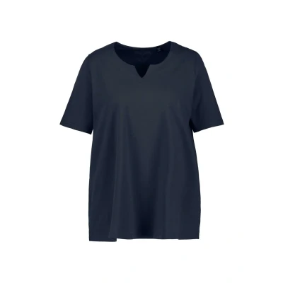 Abbildung von Ulla Popken Damen, A Linie, Tunika Ausschnitt, Halbarm T Shirt, Marine, 46 48