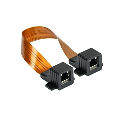 Abbildung von Good Connections RJ45 Ethernet LAN Tür /Fensterdurchführung High Quality, extrem flach beidseitig Buchse Gesamtlänge inkl. Stecker 51 cm, flexible Länge 44 cm
