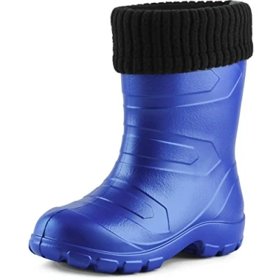 Abbildung von Ladeheid Kinder Mädchen Jungen federleichte Eva Thermo Gummistiefel gefüttert LA845KIDS (Kornblume2727c/Schwarz, 33 EU)