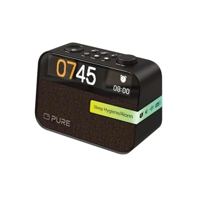 Abbildung von Pure Moment Radiowecker für Schlafzimmer &amp; Büro (DAB+/FM Digital Radio, Bluetooth, White Noise Geräusche Einschlafhilfe, Wake Up Light Lichtwecker, Nachtlicht, Alarm, dimmbares Display) Schwarz