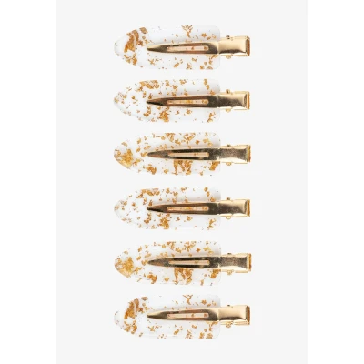 Abbildung von Brushworks NO Crease HAIR Clips Haarstylingaccessoires, Damen, Größe: One Size, Gold &amp; white