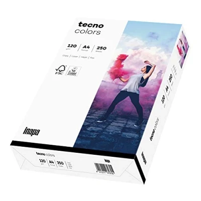 Abbildung von inapa farbiges Druckerpapier, buntes Papier tecno Colors: 120 g/m², A4, 250 Blatt, weiß