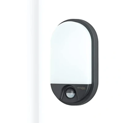 Abbildung von Oktaplex lighting LED Aussenlampe Oval mit Bewegungsmelder Lumi Motion IP54 10W 800Lm warmweiß 3000K Aussenleuchte Ovalleuchte außen anthrazit