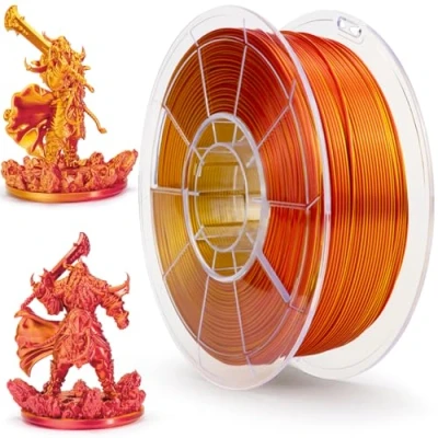 Abbildung von ZIRO PLA Filament Zweifach Farbe Coextrusion Silk 3D Drucker 1.75mm für &amp; Stift, Mehrfarbiges Regenbogen Filament, 1kg(2.2lbs), Rot Gold