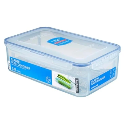 Abbildung von LocknLock PP Classic Vorratsdose mit Gitter, 3,6 L, 301 x 188 94 mm, 100 % luft und wasserdicht, Cleveres Verschluss System, Frischhaltedose für Kühlschrank &amp; Gefrierfach