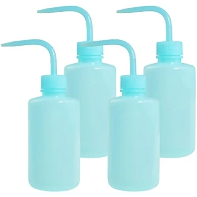 Abbildung von HTOBRIC 4 Stück 250ml Waschflasche Laborflasche Squeeze Flasche Sprühflasche Tattoo Waschen Kunststoff Quetschflasche (Blau)