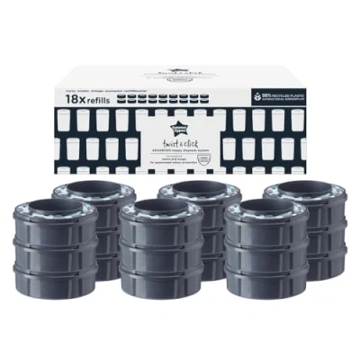 Abbildung von Tommee Tippee Windeleimer Nachfüllkassetten für Twist &amp; Click, nachhaltiger antibakterieller GREENFILM, 18er Pack