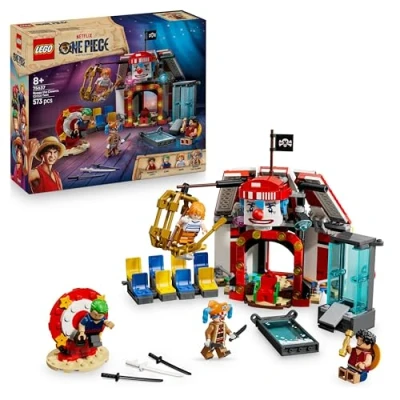 Abbildung von LEGO ONE Piece Zirkuszelt von Buggy dem Clown Interaktives Spielzeug mit 4 Minifiguren Ruffy, Nami &amp; Zoro sowie 2 Steckbriefen Kreatives Geschenk für Jungen, Mädchen Fans ab 8 Jahren 75637