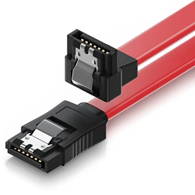 Abbildung von deleyCON 50cm SATA III Kabel S ATA 3 Datenkabel Verbindungskabel Anschlusskabel für HDD SSD mit Metall Clip 6 GBit/s 1x Gerade 90 L Type Stecker Rot
