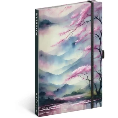 Abbildung von NOTIQUE Notizbuch Liniert mit Gummiband 13x21cm ca. A5, Designer Hardcover Notebook, Notizblock, Notizheft, Journal, Tagebuch für Erwachsene, Damen (Sakura)