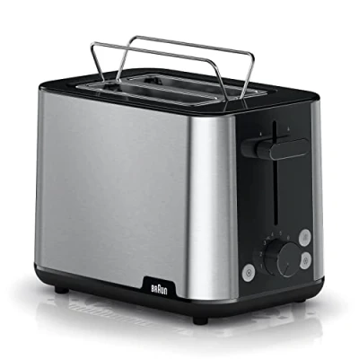 Abbildung von Braun PurShine HT1510BK Toaster, 2 Schlitz 8 Toaststufen, Überhitzungs und Auftaufunktionen, Tablett, 900 W, schwarz