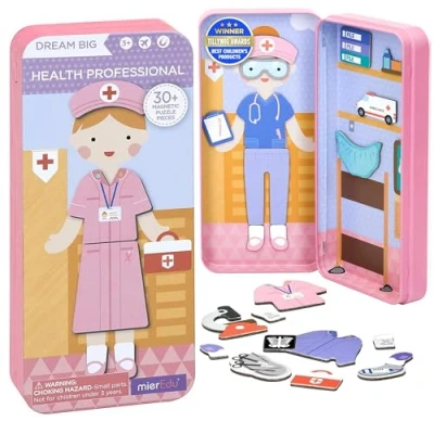 Abbildung von mierEdu Magnetspiel Box Krankenschwester zum Ankleiden Fördert Motorik + Fantasie I Ideal für zuhause &amp; Reisespiel Kinder Magnet Spielzeug Reisespiele ab 3 Jahre