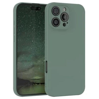 Abbildung von EAZY Case Silikonhülle für iPhone 16 Pro Max Hülle Silikon weich stoßfeste Handyhülle Schutzhülle mit Kameraschutz Dünn Premium Schutz Cover TPU Phone Bumper Mitternacht Grün