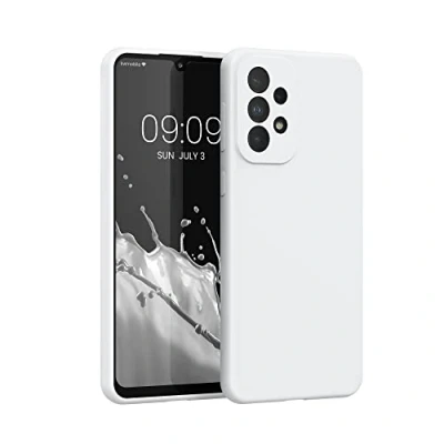 Abbildung von kwmobile Hülle kompatibel mit Samsung Galaxy A33 5G Silikon Handy Case Handyhülle weiche Oberfläche kabelloses Laden Weiß matt