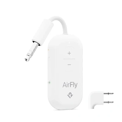 Abbildung von Twelve South AirFly Pro 2 Deluxe Drahtloser Sender/Empfänger mit Audio Sharing für bis zu AirPods/drahtlose Kopfhörer Flugzeug, Fitnessstudio, Auto