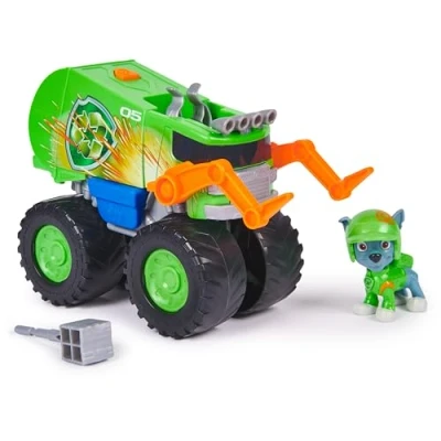 Abbildung von PAW PATROL Rescue Wheels Rockys Recycling Monstertruck mit Geschoss Abwurf und Rocky Hundefigur, Spielzeug für Kinder ab 3 Jahren