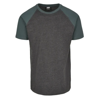 Abbildung von Urban Classics Raglan Contrast Tshirt print, Herren, Größe: XXL, Charcoal/bottlegreen