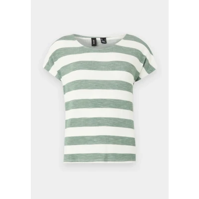 Abbildung von Vero Moda Vmwide Stripe S/L GA NOOS Tshirt print, Damen, Größe: Medium, Laurel wreath/snow white