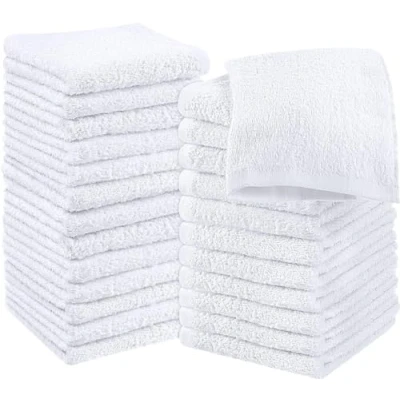 Abbildung von Utopia Towels 24 Stück Seiftücher, 30x30 cm mit Aufhängeschlaufen, saugfähige Waschlappen zum Abwischen und Reinigen des Gesichts aus 100% Baumwolle (Weiß)