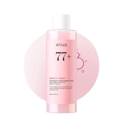 Abbildung von ANUA Peach 77 Niacin Essence Toner, Aufhellender Toner für das Gesicht, Niacinamid, Panthenol, Ceramide, Gesichtswasser Glashaut, koreanische Hautpflege, 250 ml/8,45 fl.oz.