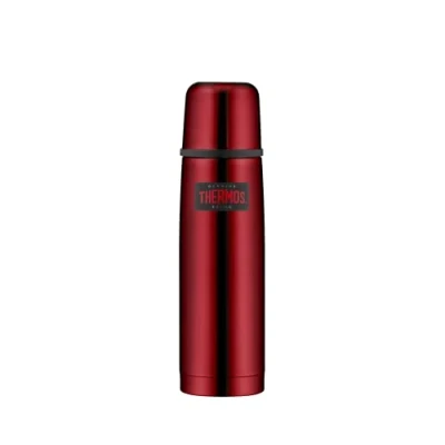 Abbildung von THERMOS LIGHT &amp; COMPACT BEVERAGE BOTTLE 0,50l, cranberry red, Thermosflasche Edelstahl, Isolierflasche rot mit Trinkbecher, 12 h heiß / 24 kalt, spülmaschinenfest, absolut dicht, BPA frei